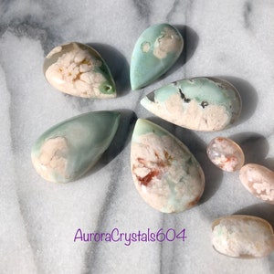Green Flower Agate Pendants Cabochons