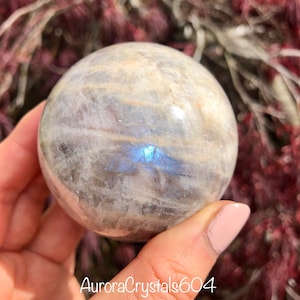 2.34&quot; Flashy Sunstone Moonstone Sphere | Blue Gold Rainbow Flash