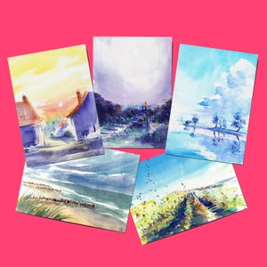 Cartes postales - Aquarelles A6 Pack de 5 cartes
