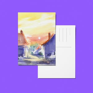 Cartes postales - Aquarelles A6 CP3 / Maisons rouges