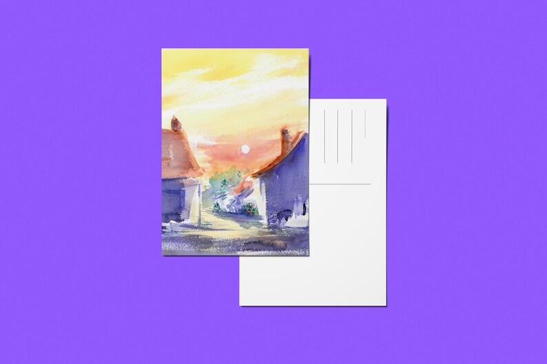 Cartes postales - Aquarelles A6 CP3 / Maisons rouges