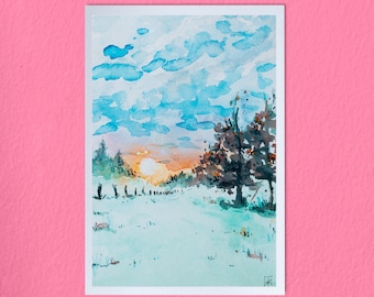 Aquarelle L'herbe gelée - A4