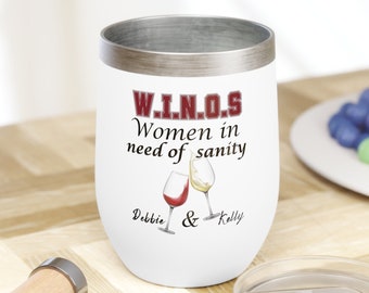 BFF Wine Tumbler, Wine Lover Gift for Women, Personalized Wine Tumbler, Sisters Wine Tumbler, Friendship Gift for Women