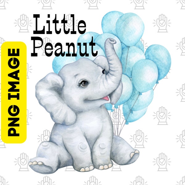 Baby Boy Elephant PNG, Little Peanut, Baby Boy Sublimation, Toddler Boy PNG, Baby Boy Download