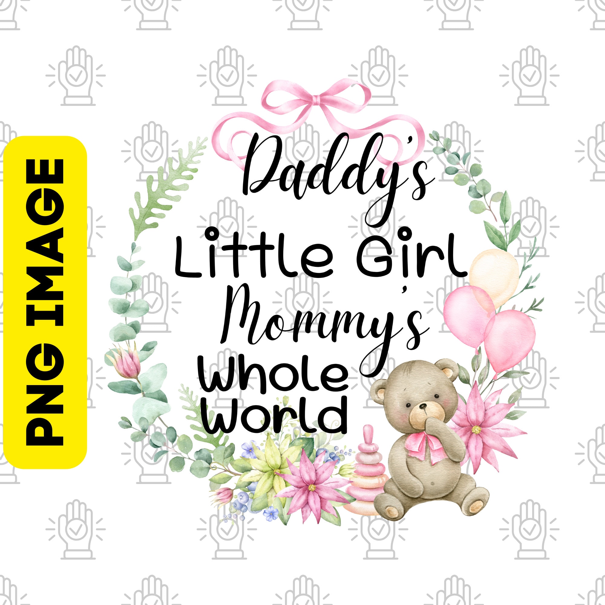 Papa's kleine meisje, png-bestand: citaten babymeisje, clipart teddybeer (digitale download)