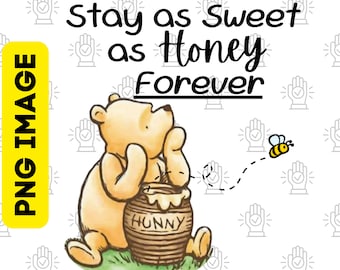 Classic Winnie the Pooh with Hunny Pot PNG (Digital Download)