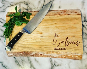 Personalized Live Edge Charcuterie Board: Black Walnut, Cherry, Hickory