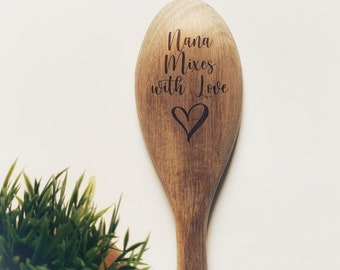 Personalised Wooden Spoon, Custom Kitchen, Custom Wood Spoons, Nana, Unique Gift, Engraved Spoon, Love, Anniversary, Wedding