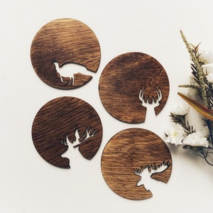 Laser Cut Wood Coasters, Wildlife Coasters, Home Decor, Baltic Birch, Drinkware, Coaster Set, Unique Gift, Laser Cut, Birthday, Realtor Gift