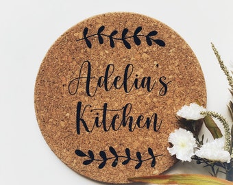 Custom Hot Pad, Personalized Trivet, Custom Pot Holder, Engraved Trivet, Personalized Cork Pot Holders, Unique Gift, Birthday