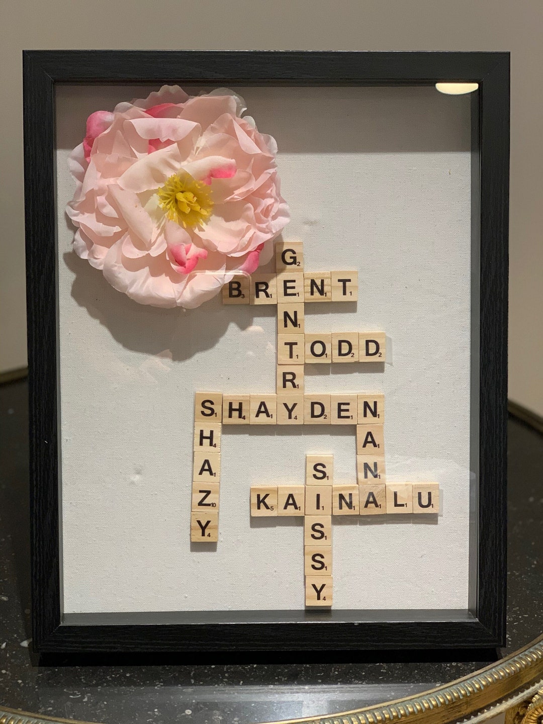 Black Shadow Box, Crossword Family Names Etsy