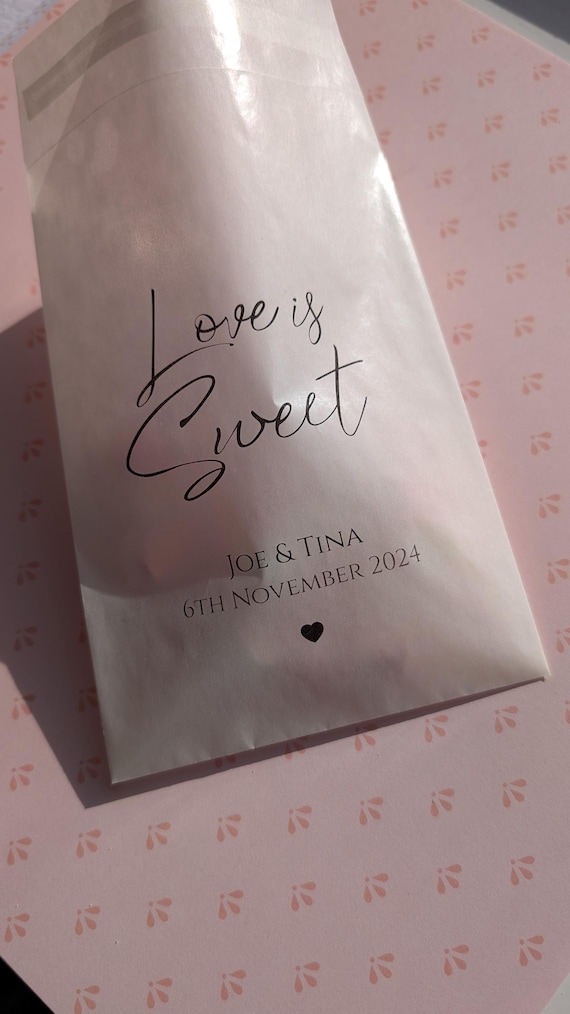 Sweet bags custom Glassine personalised/wedding/events/birthday party/ gift peel and seal