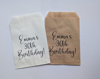 Personalised Birthday Sweet Bags | Custom Party Bags | Birthday Treat Bags,Favours, Any Name & Age | 1st 18th 21st 30th 40th 50th 60th 90th