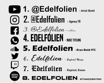 Social Media Stickers | Custom Text Instagram Youtube Facebook Whatsapp Soundcloud Twitter Twitch Spotify Snapchat Oilslick YT WA IG