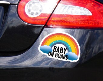 Baby on Board Sticker with rainbow for the car of grandpa grandma grandparents children in 16 cm x 10.5 cm
