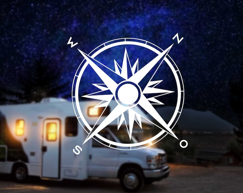 Compass Rv Symbol Car Sticker | Compass Travel Motorhome Caravan Holiday Motorhome ...