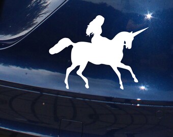 Fantasy Unicorn Riding Dream Girl Sticker
