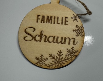 Personalized Wooden Christmas Tree Pendant, 9 cm Diameter, with Rope, Christmas Christmas Tree Christmas Tree Accessories Christmas Tree Ball