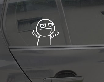 Middle Finger Smilie Emoji Car Sticker Car Decal Sticker Vinyl Social Instagram Friends Dog Cat Kids Gift Gift Idea Tuner