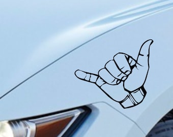 Car Sticker | Hang Loose | Shaka Thing Artwork Funny Rear Window Stickers for Car Motorcycle Bike Casual Hand Sign Vehicle Decals