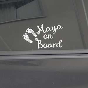 Adesivo "Baby on Board" Adesivo per auto Principessa individuale Nome per bambini Regalo per bambini Amicizia personale Adolescenti Giocattolo per le vacanze