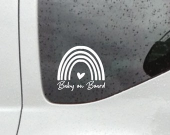 Baby Sticker | Baby on Board | Car Sticker Child on Board Parents Pregnant Boy Girl Stroller Van Combi Rainbow Grandpa Grandma Family