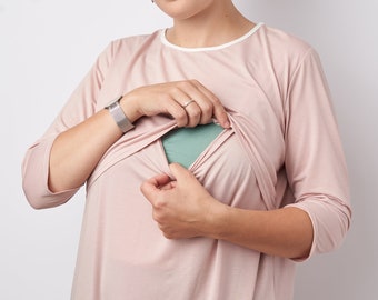 Maternity Nursing Nightgown for Hospital Breastfeeding Sleepwear Modest Nightie Ermandina