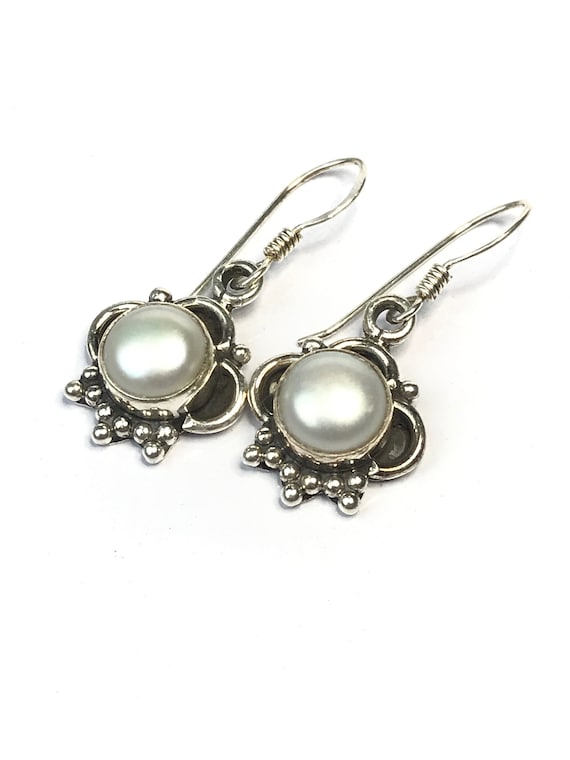 Small Cultured Pearl Earrings Sterling Silver 925