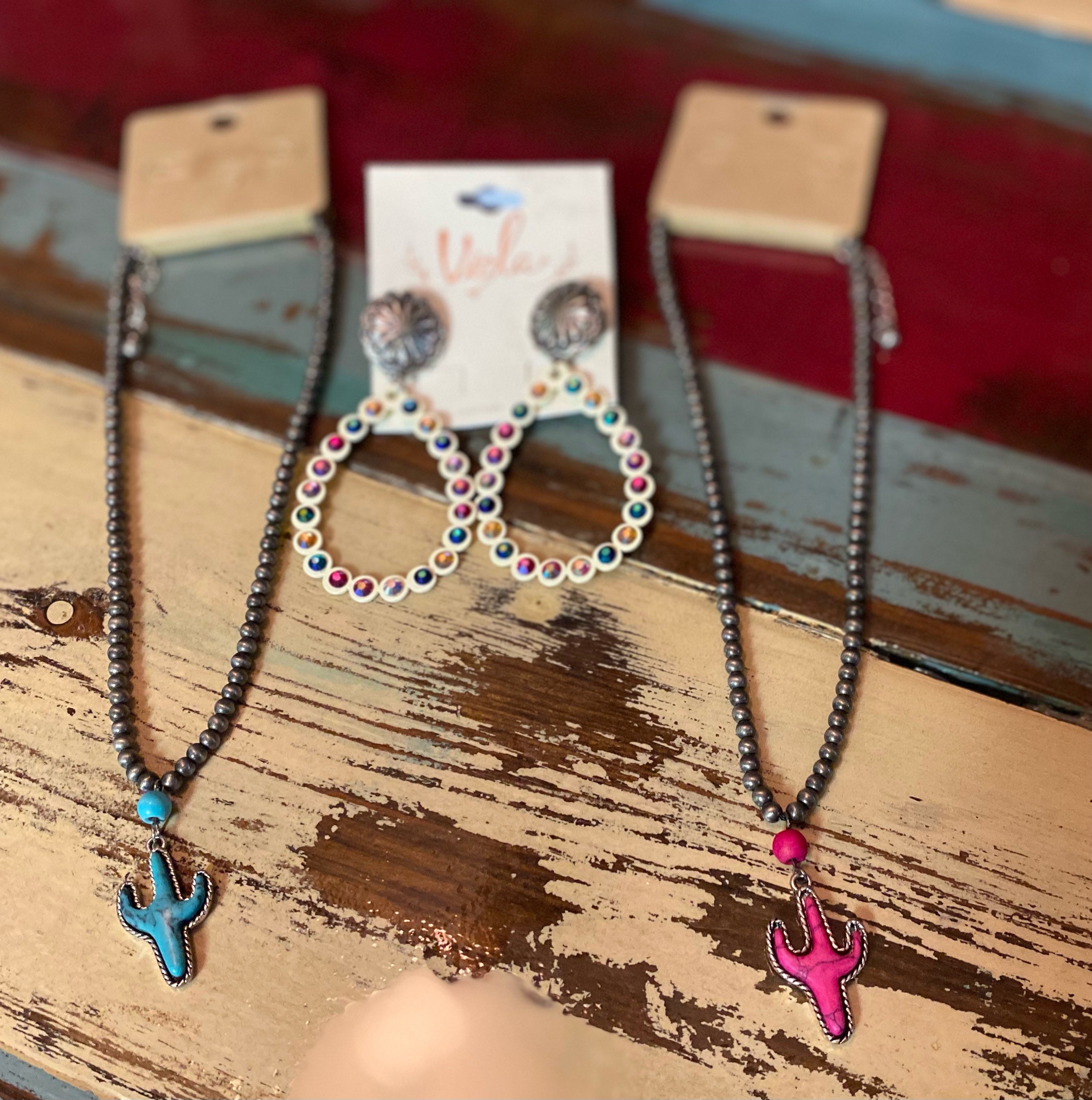 Western Style Jewelry Turquoise Jewelry Cactus Necklace Etsy