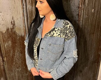Cheetah Denim Jacket - Etsy