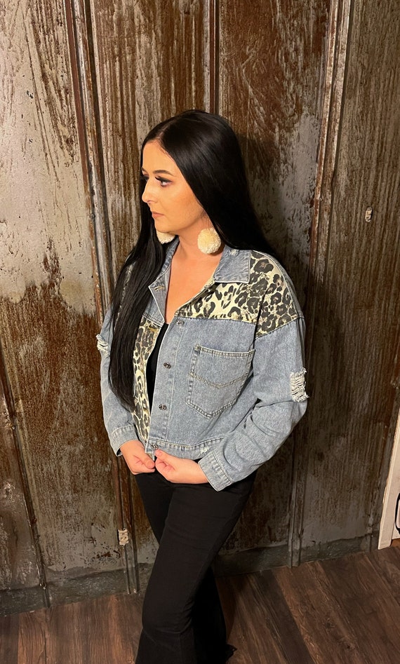 Leopard Print Denim Jacket Cheetah 