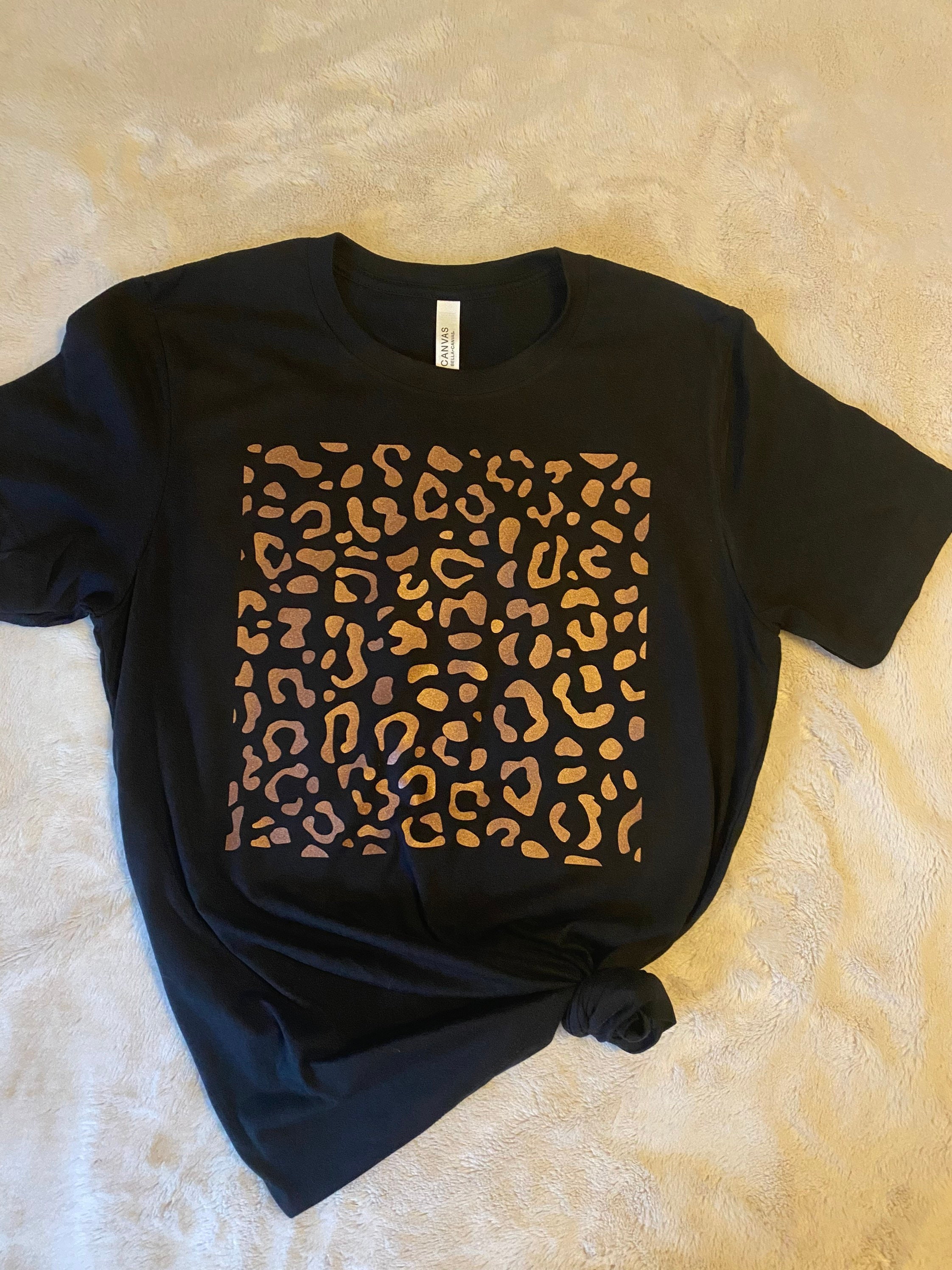 Metallic Rose Gold Leopard Graphic Tee 