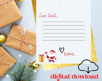 Letter To Santa, Santa Letter, Kids Letter To Santa, Printable Letter To Santa,, Santa Claus Letter