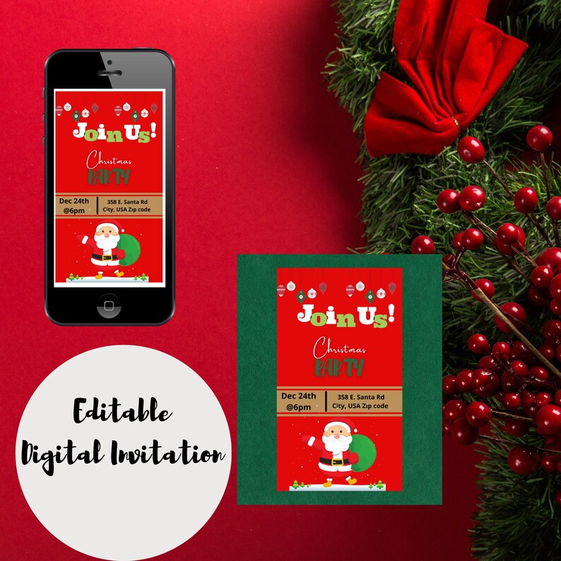 Christmas Party Einvitation Christmas Party Invite Etsy