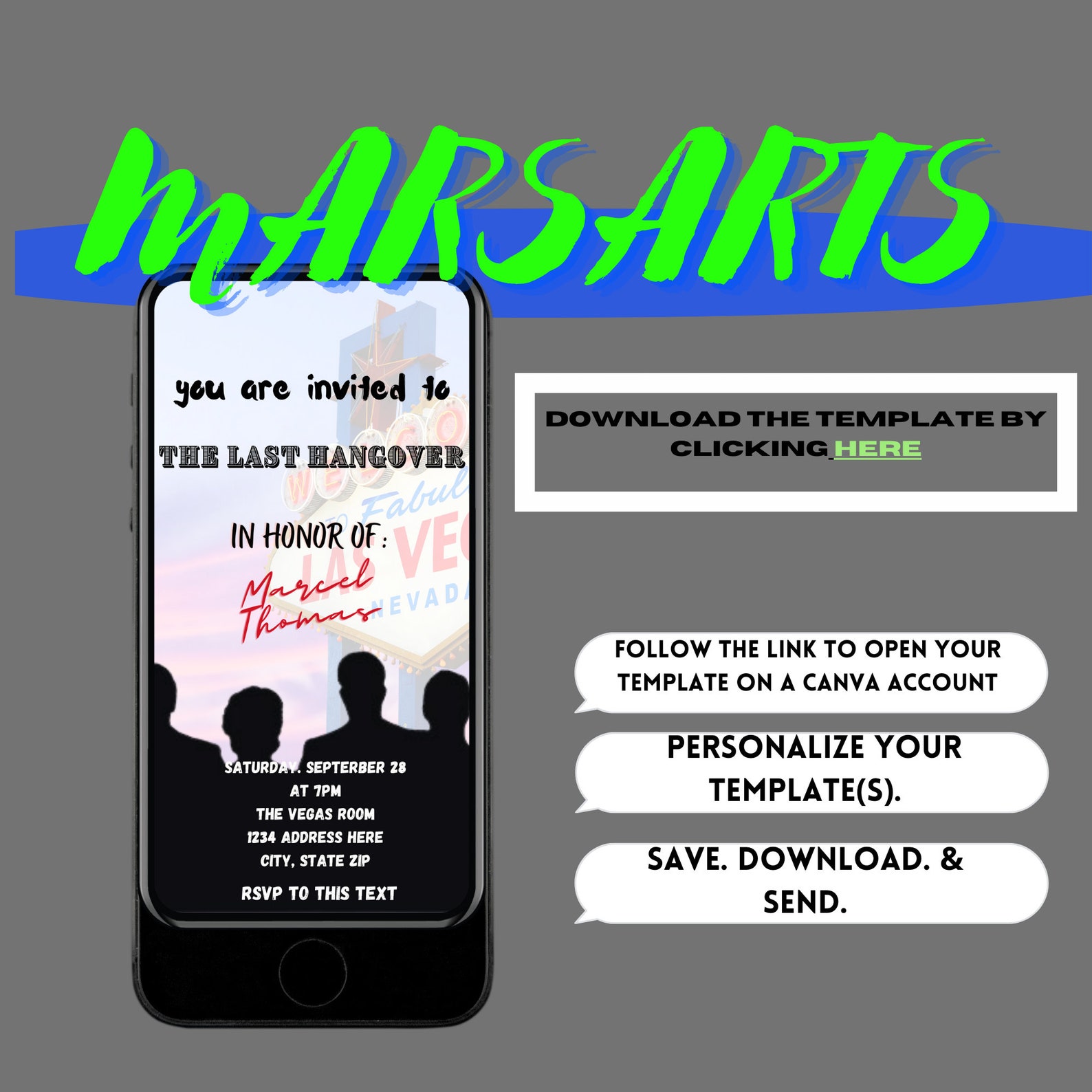 The Last Hangover Editable Evite Bachelor Party Invitation | Etsy