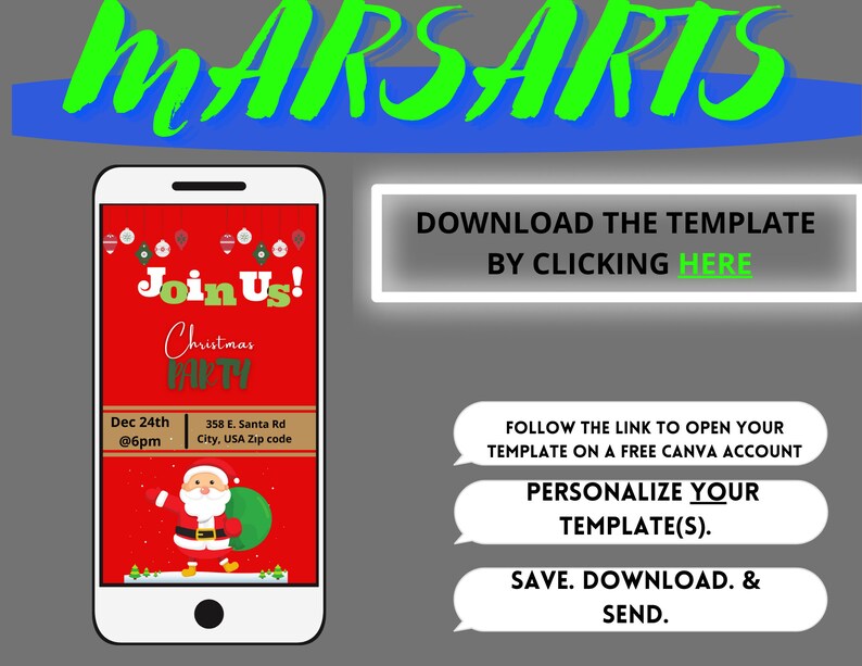 Christmas Party Einvitation Christmas Party Invite Etsy