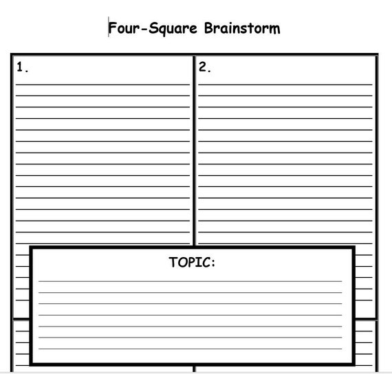 Four Square Brainstorm Template 