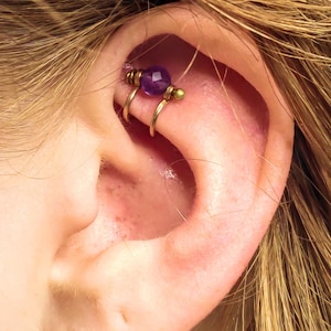 Amethyst Ear Cuff No Piercing | Tragus Ear Cuff | Upper Ear Cuff | Sea Inspired Jewelry | Slow Fashion | USA Made Sustainable Jewelry