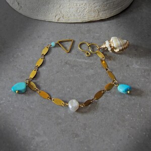 Keshi Pearl Bracelet | Genuine Arizona Turquoise | Intentional Jewelry | Ethical Bohemian Baroque Pearl Bracelet | Symbolic Bracelet