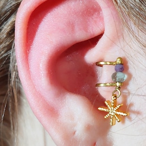 Tragus Cuff No Piercing - Choose Your Gemstone | Upper Ear Cuff | Tragus Cuff | Anti Tragus Earring | Rook Cuff | Non Pierced Earring
