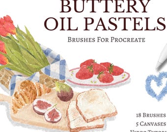 Buttery Oil Pastel Procreate Brushes, Digital Painting Brush Pack (Digital Download)