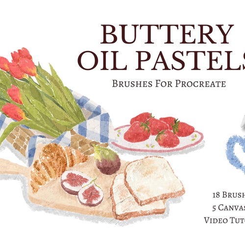 Buttery Oil Pastel Procreate Brushes, Digital Painting Brush Pack (Digital Download)