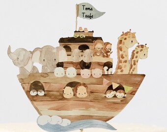 Personalizable cake topper Noah's Ark made of cardboard