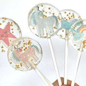 Lollipop unicorn rainbow star / edible cupcake topper / muffin plug / cake topper cake decoration party bag guest gift gift school bag image 1