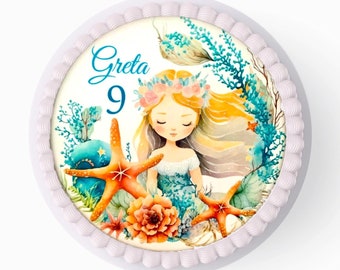 Personalizable cake topper mermaid I topper cake cover cake topper cake topper I made of fondant size up to 20 cm diameter