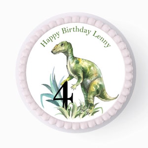 Personalizable Cake Topper Dinosaur Dino Fondant 14 -20 cm Diameter Pre-cut Name Age