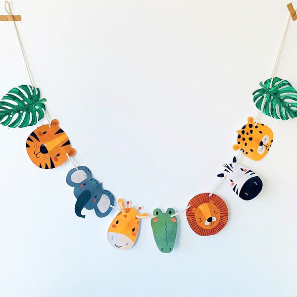 2 m "Safari" garland made of cardboard * Safari decoration * Safari party * Safari birthday * Jungle animals * Jungle birthday decoration Children's room decoration