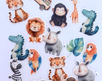 Safari Jungle Edible Toppers, 22 pieces, made of edible paper or fondant for cakes, cupcakes, muffins, etc.