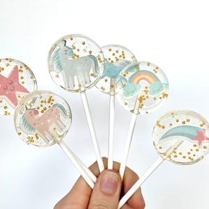 Lollipop unicorn rainbow star / edible cupcake topper / muffin plug / cake topper cake decoration party bag guest gift gift school bag image 2