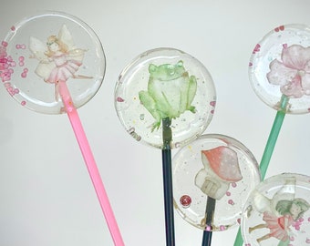 Feen - Welt Lolli / Essbare Cupcake Topper / Muffin Stecker / Cake Topper Tortendeko Mitgebsel Gastgeschenk Zwerg Frosch Geschenk Schultüte